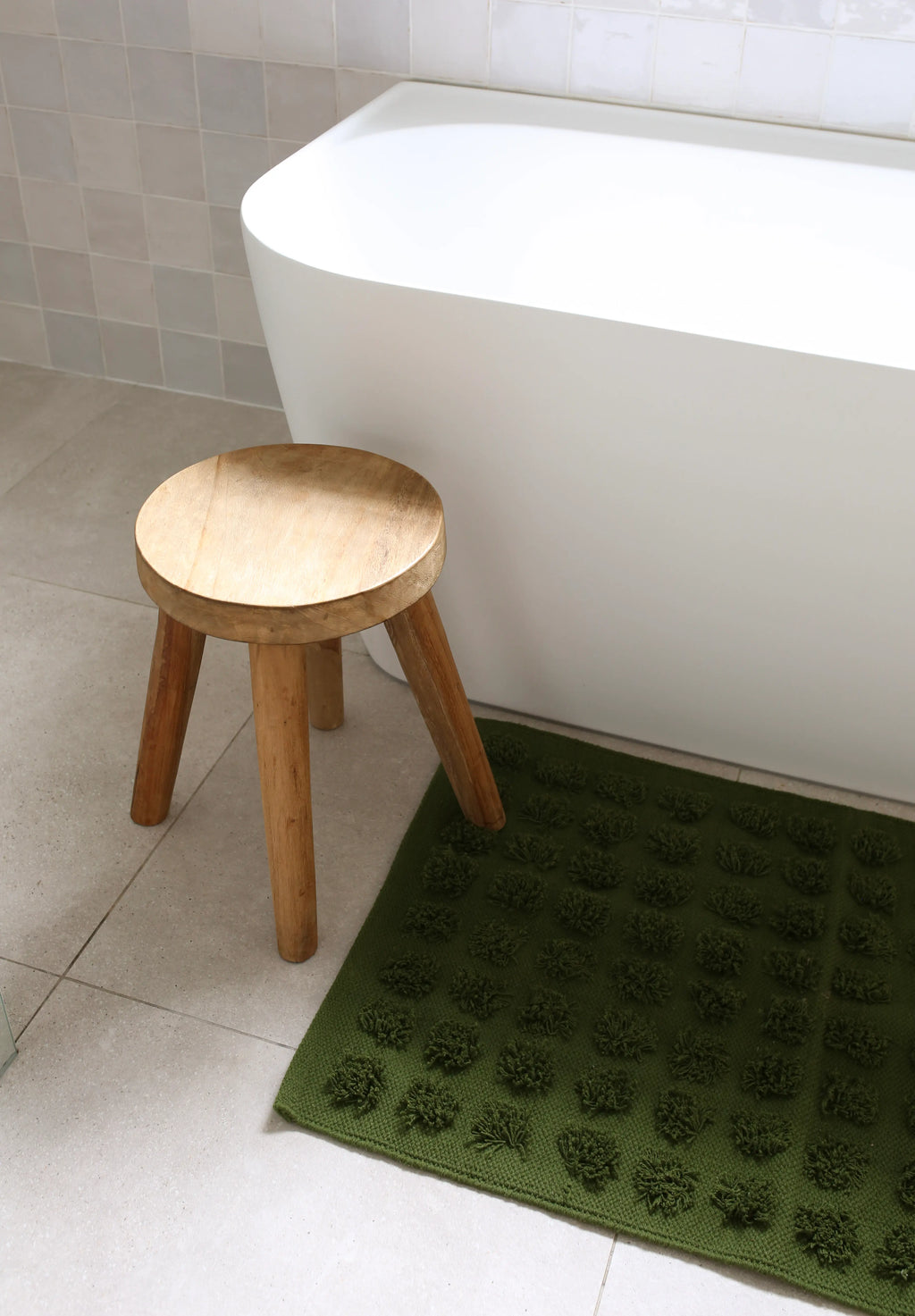 Merry Handwoven Cotton Bathmat in Forest Green