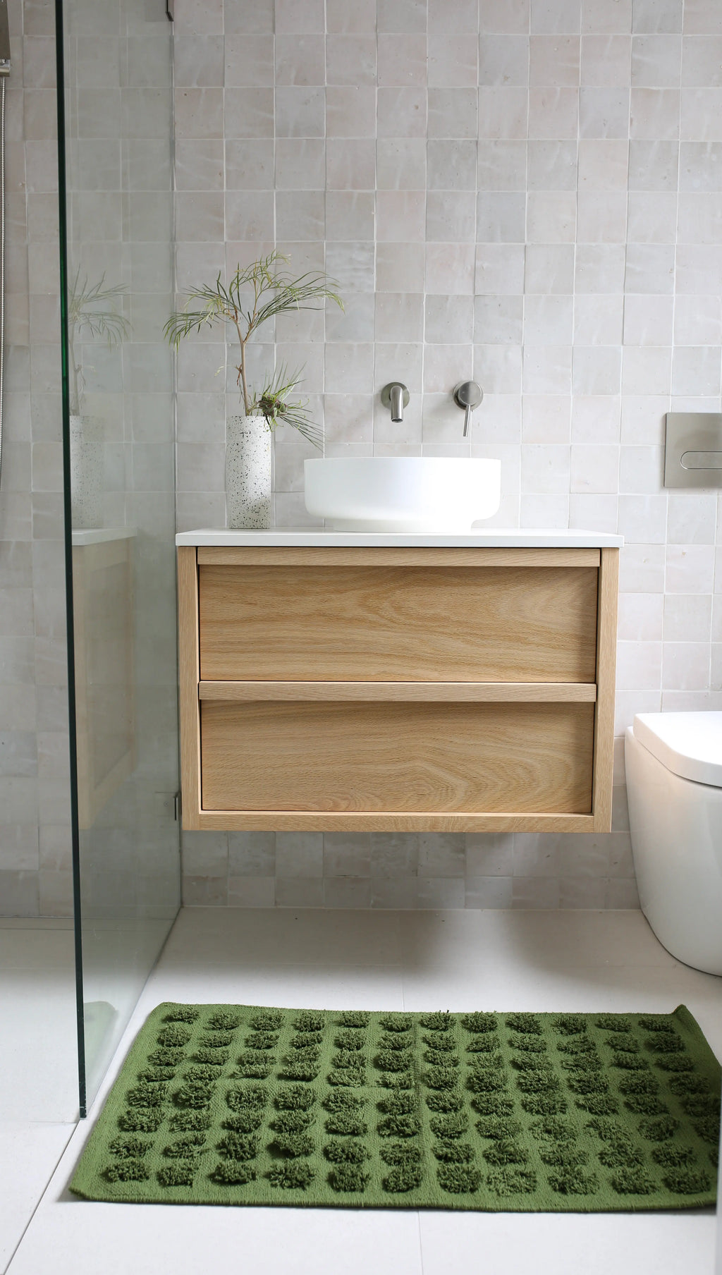 Merry Handwoven Cotton Bathmat in Forest Green