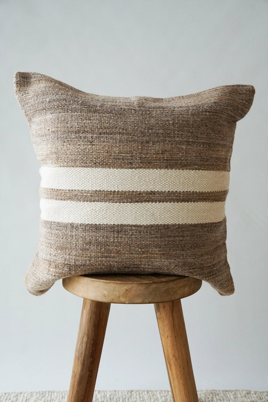 Amaya Striped Cushion in Natural Brown