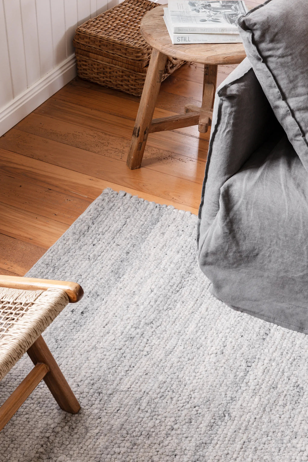 Eltham Popcorn Wool Rug in Grey