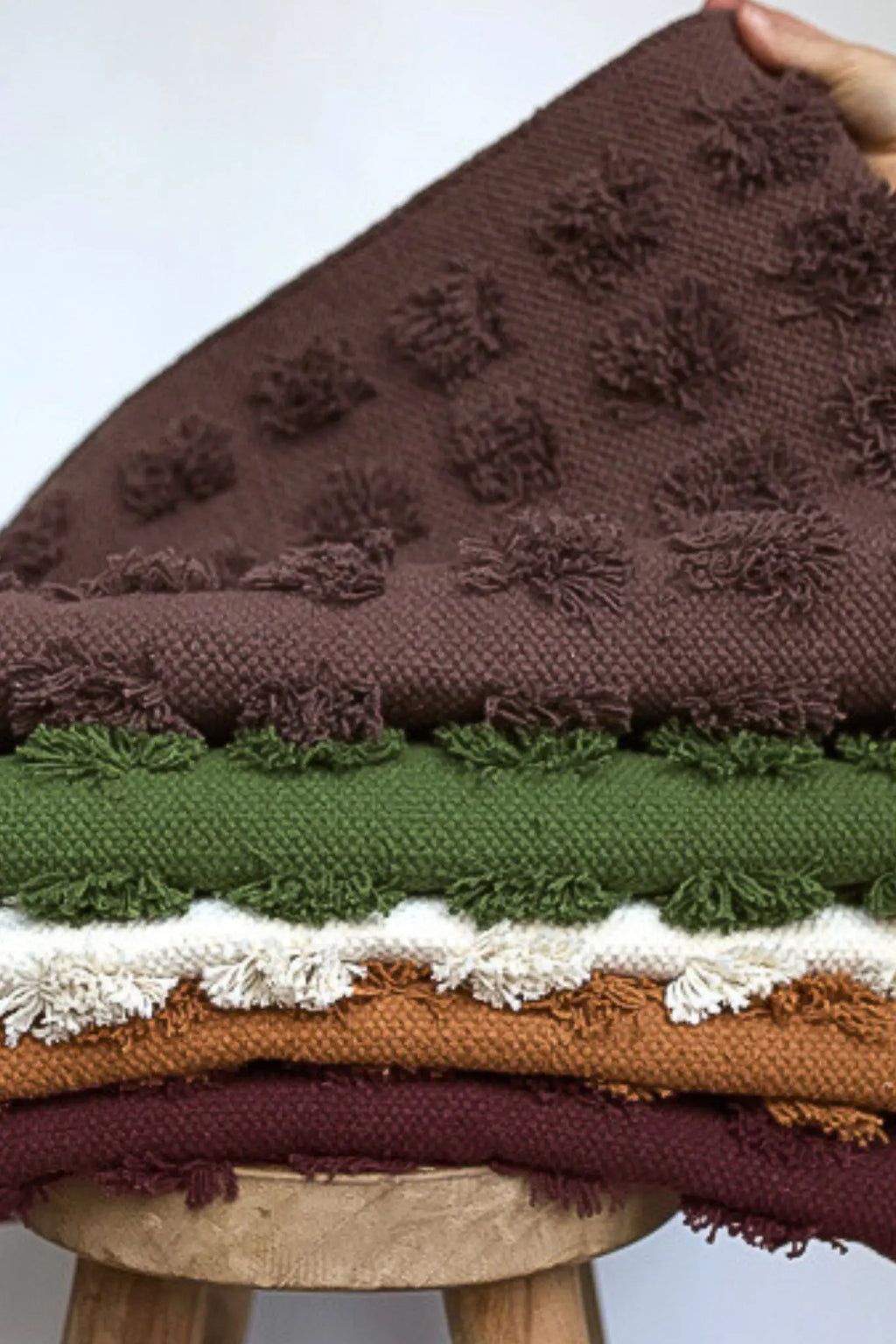 Merry Handwoven Cotton Bathmat in Forest Green