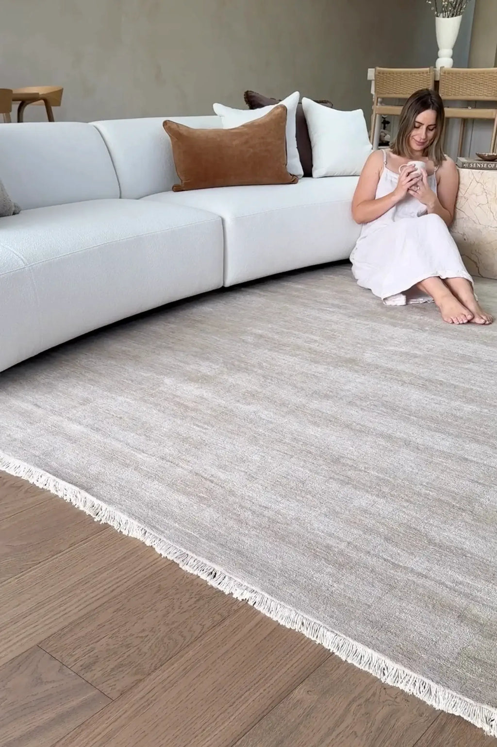 Bhakti Abrash Wool Blend Rug in Oyster