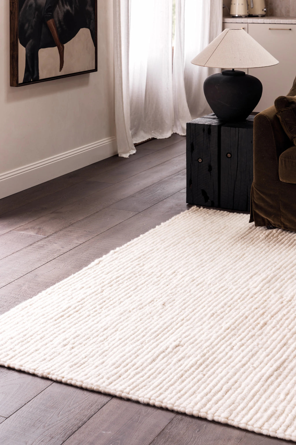 Bangalow Undyed New Zealand Wool Rug in White
