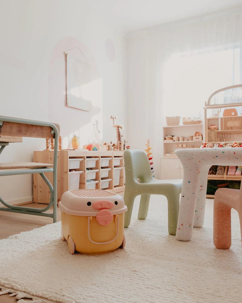 Sapna Hand Knotted New Zealand Ribbed Wool Rug in Ivory