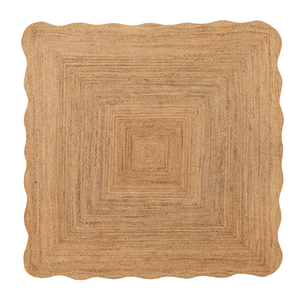 Marigold Wavy Jute Square Rug in Natural