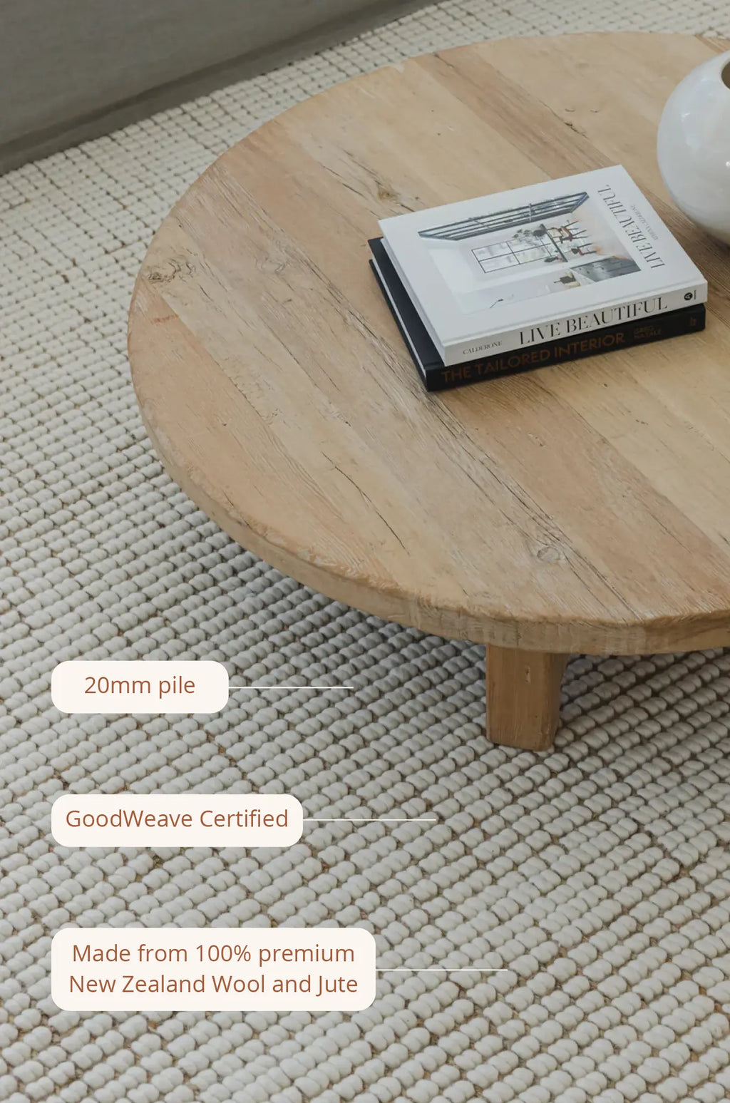 Alskar Handwoven Wool and Jute Runner Rug in Ivory