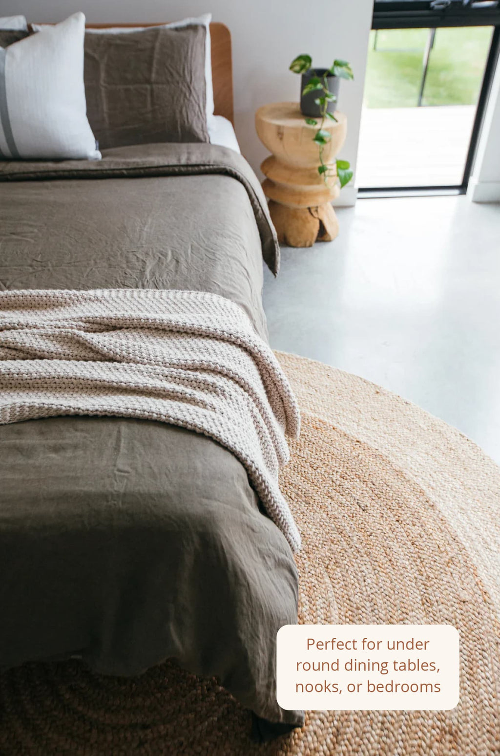 Ananda Round Two Toned Natural Jute Rug