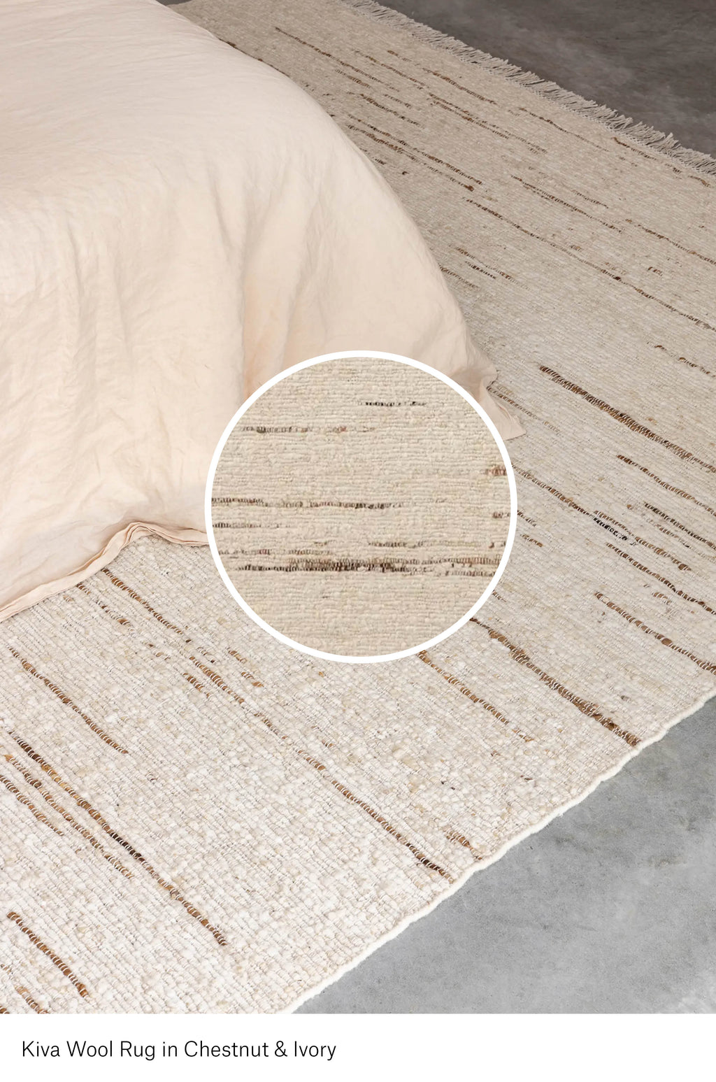 Kiva Hand Woven Wool Rug in Ivory and Chestnut