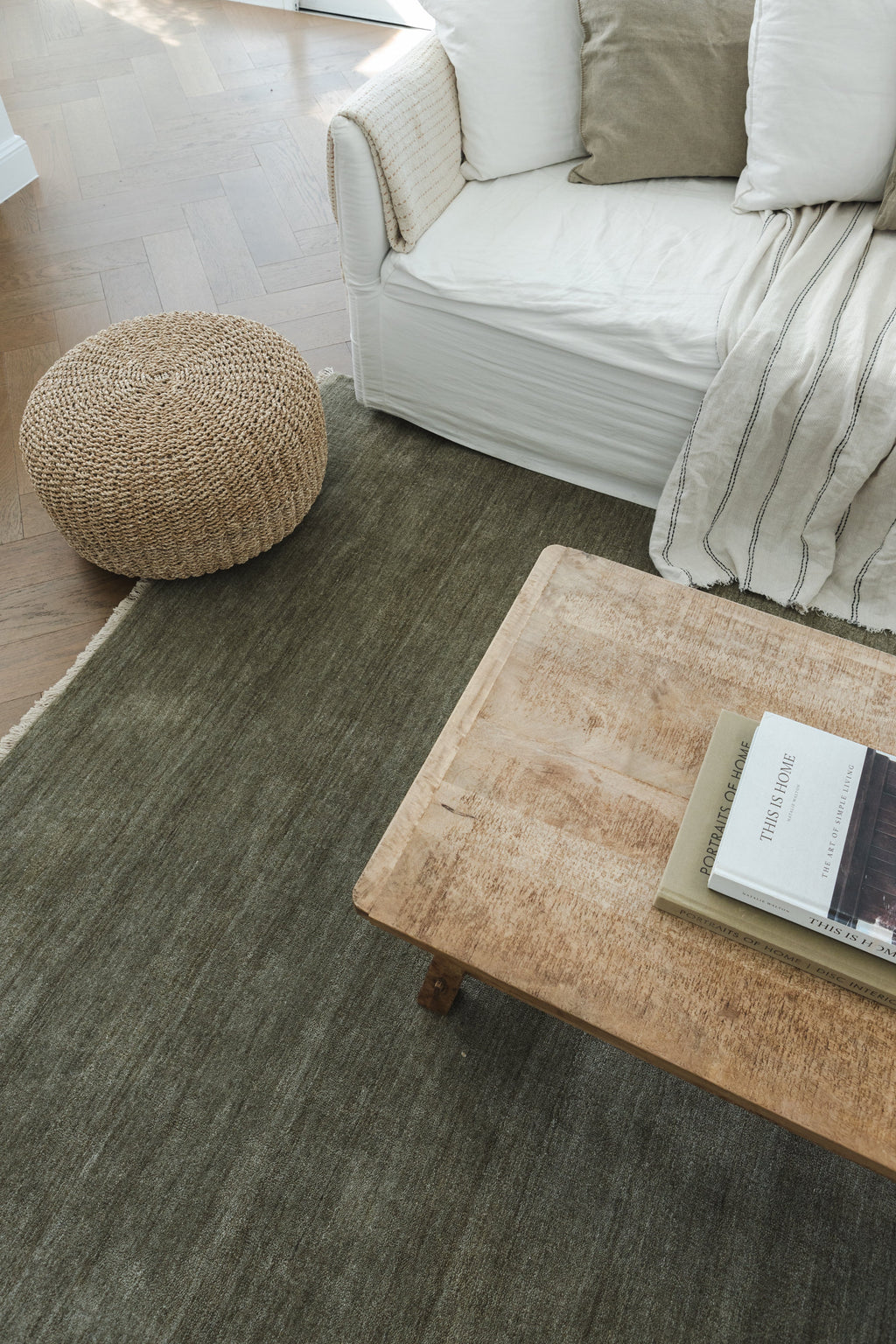 Bhakti Abrash Wool Blend Rug in Olive