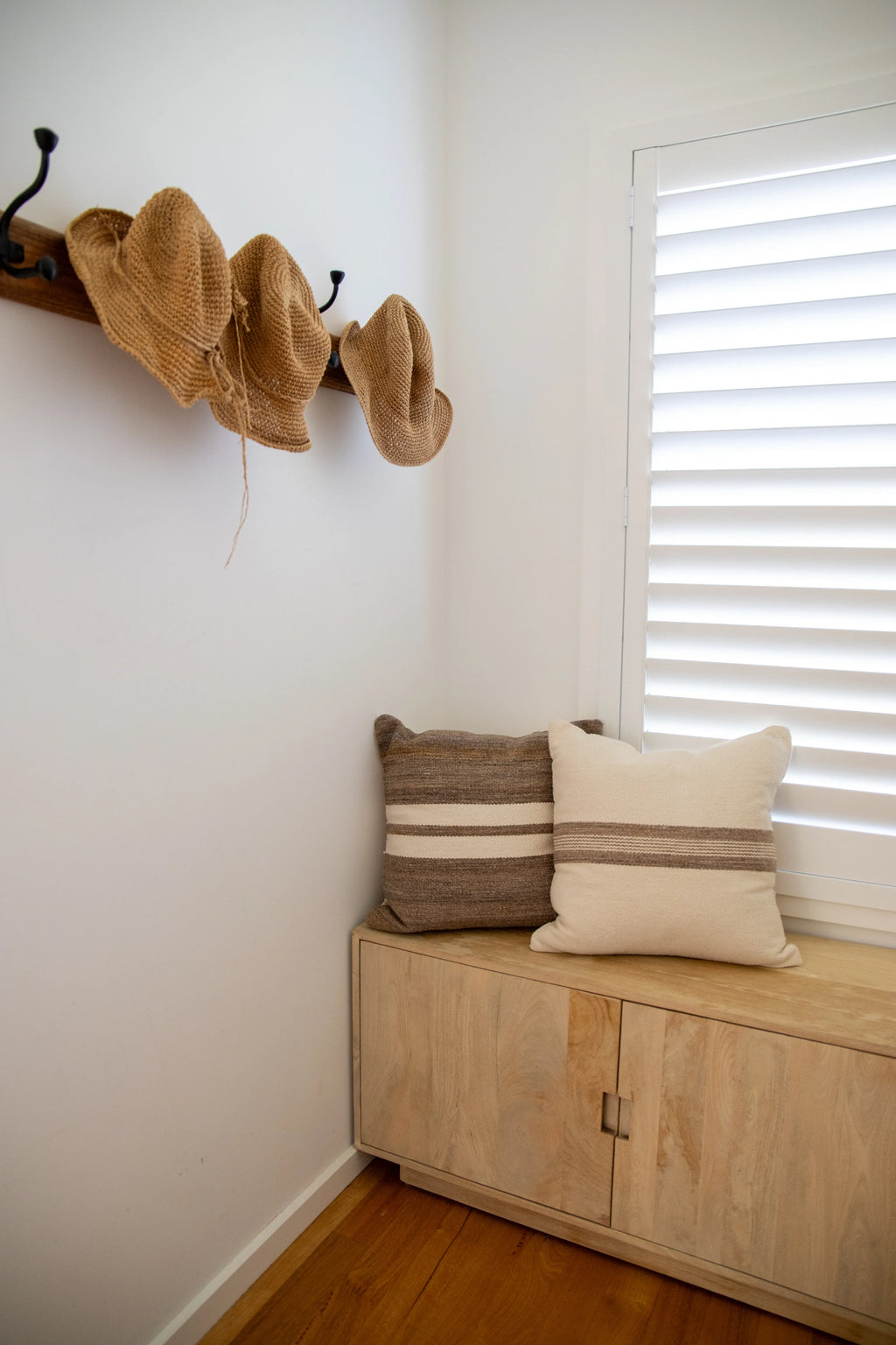 Amaya Striped Cushion in Natural Brown