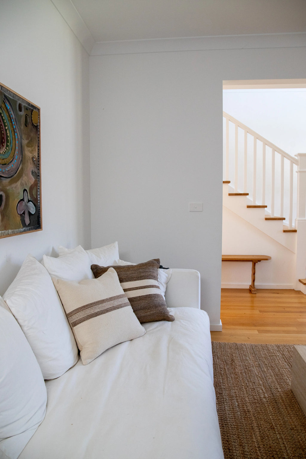 Amaya Striped Cushion in Natural Brown