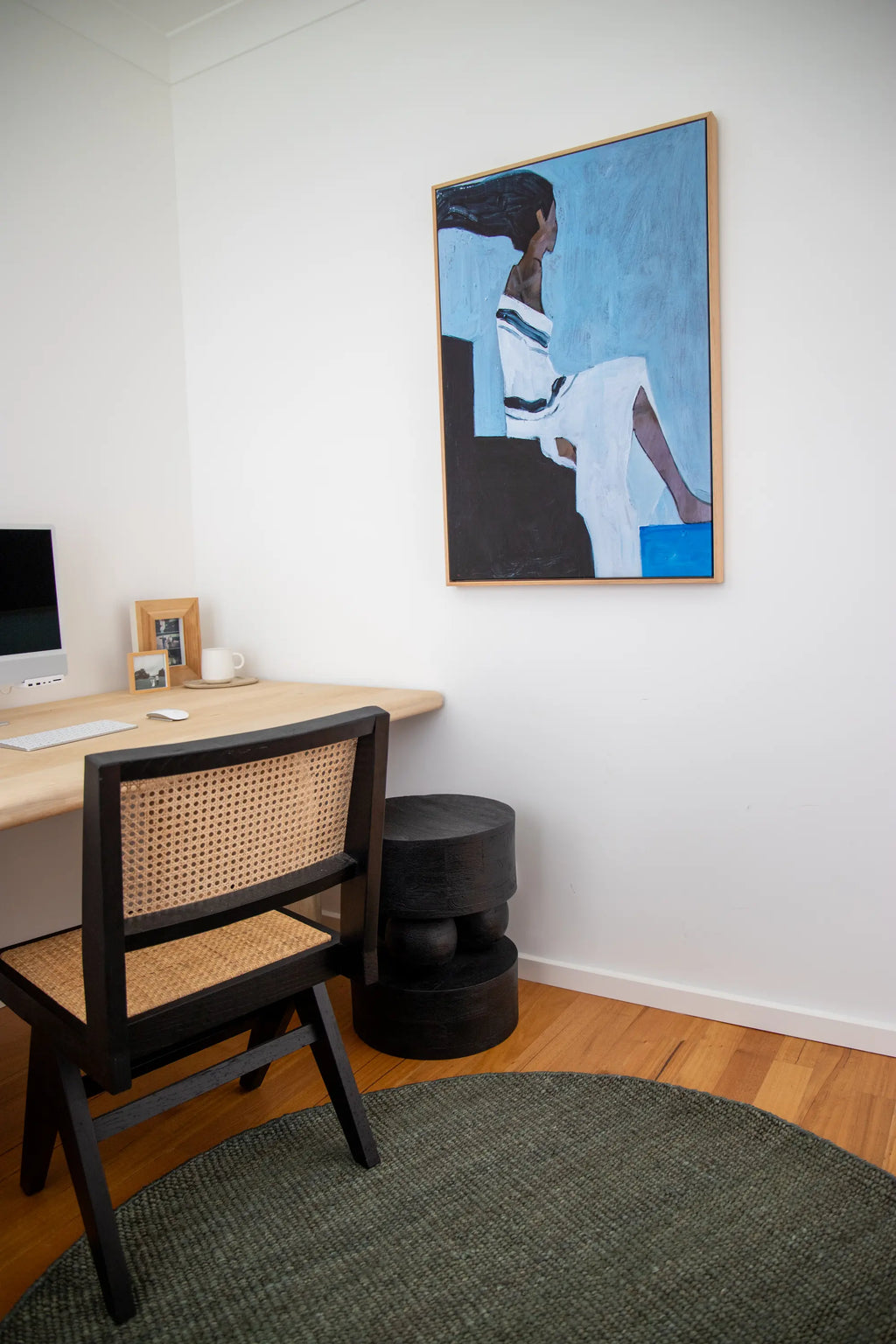 Dharana Jute Round Rug in Olive