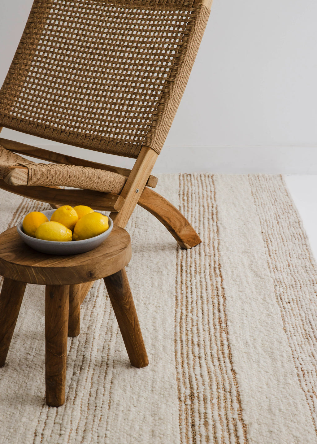 Laguna Wool and Jute Striped Rug in Ivory