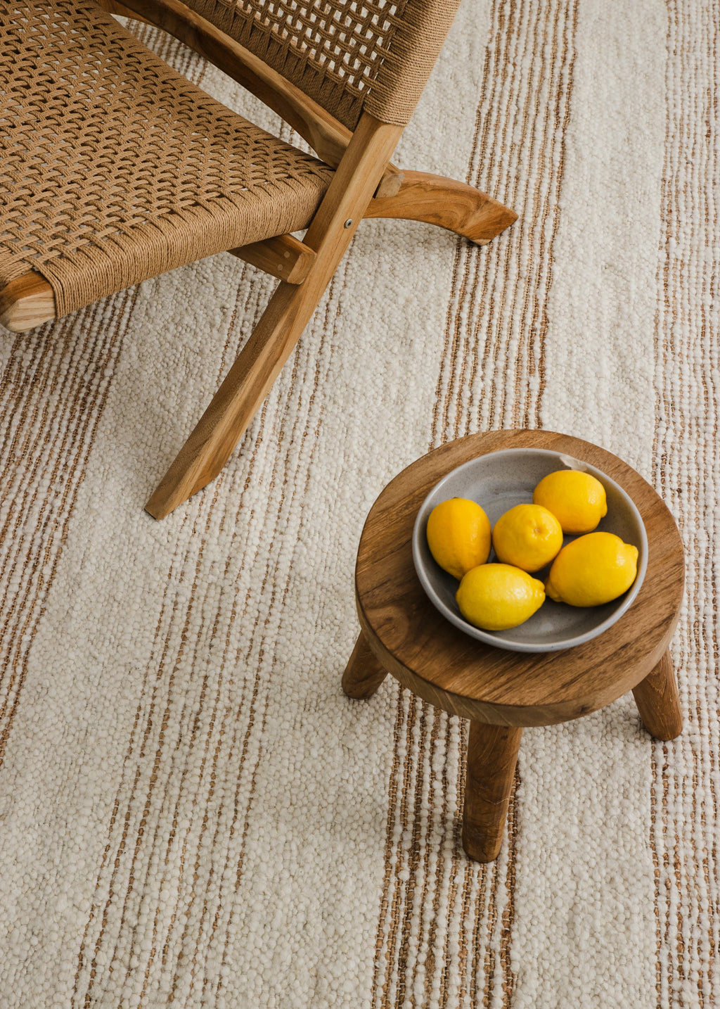 Laguna Wool and Jute Striped Rug in Ivory