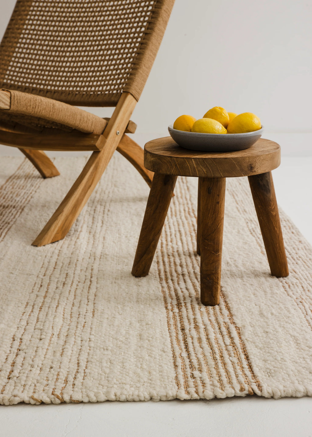 Laguna Wool and Jute Striped Rug in Ivory