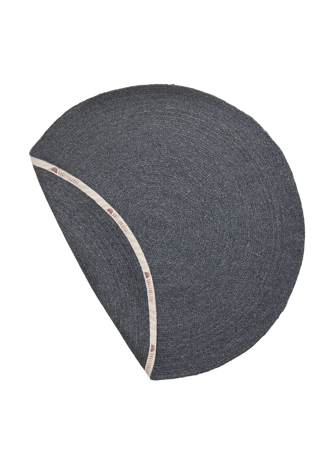 Jiva Round Braided Wool Rug in Charcoal