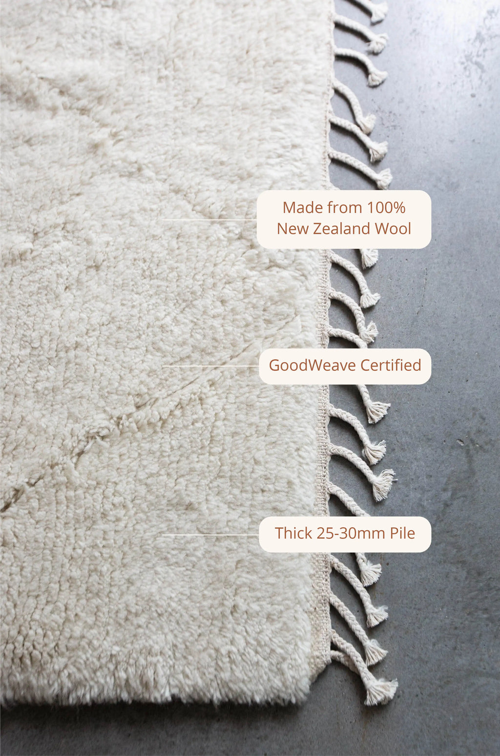 Prana New Zealand Wool Hand Knotted Rug in Ivory