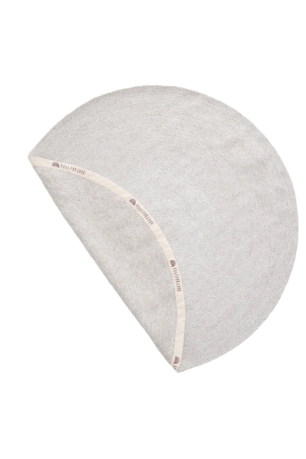 Jiva Round Braided Wool Rug in Ivory Beige