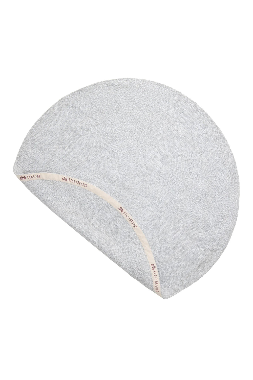 Jiva Round Braided Wool Rug in Ivory & Soft Grey