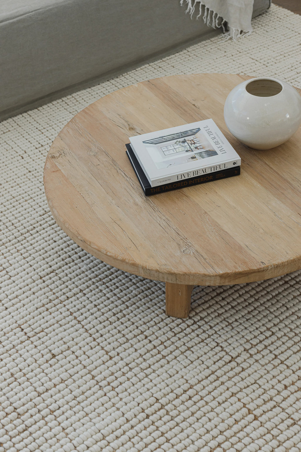 Alskar Handwoven Wool and Jute Runner Rug in Ivory