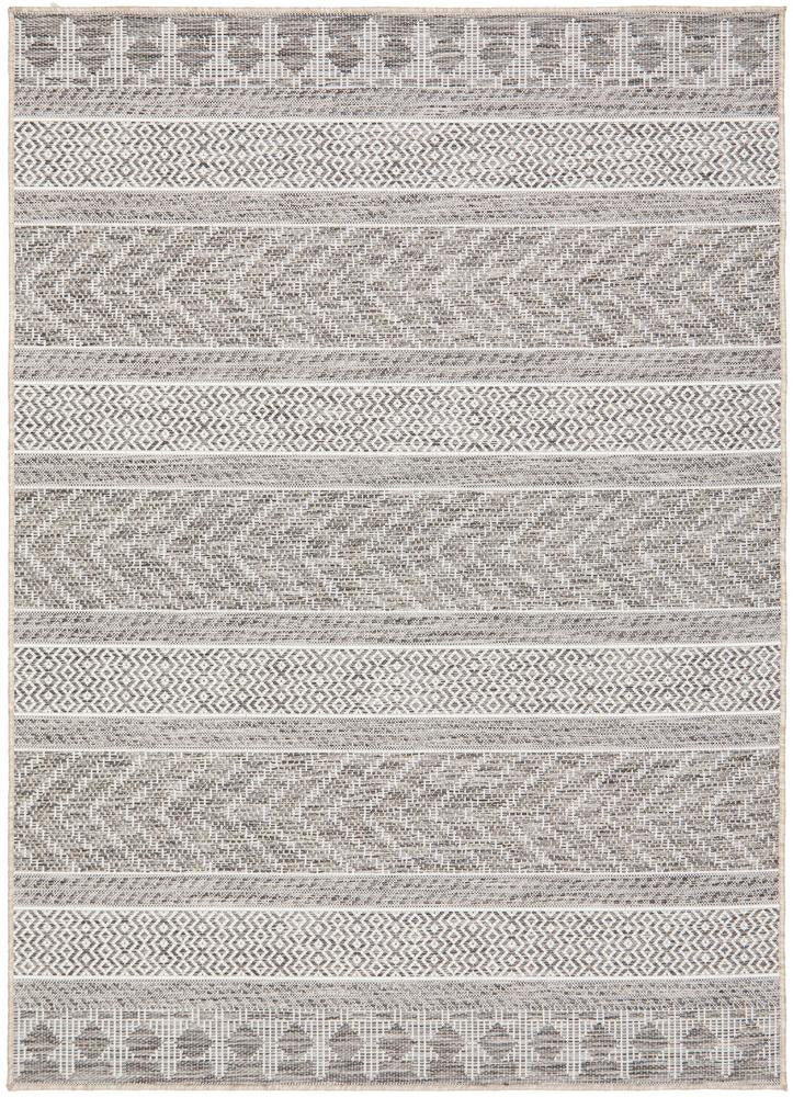 Capri Charcoal Linear Pattern Indoor Outdoor Rug